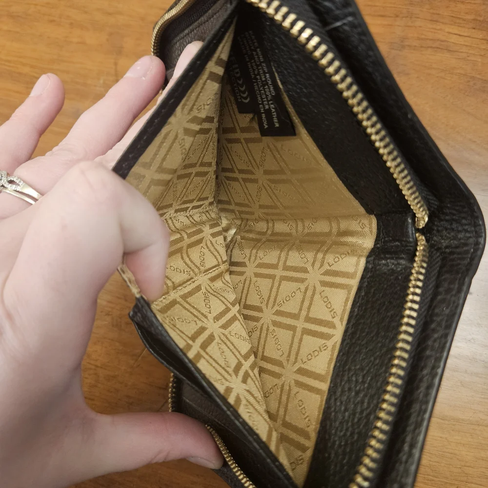 LODIS Kate‎ Mini Zip-Around Wallet Black Leather RFID Protection READ